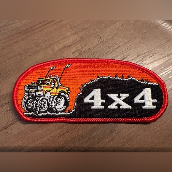 Vintage 4 X 4 Orange Oval Monster Truck Off Roading Auto Patch 90's - Picture 1 of 5